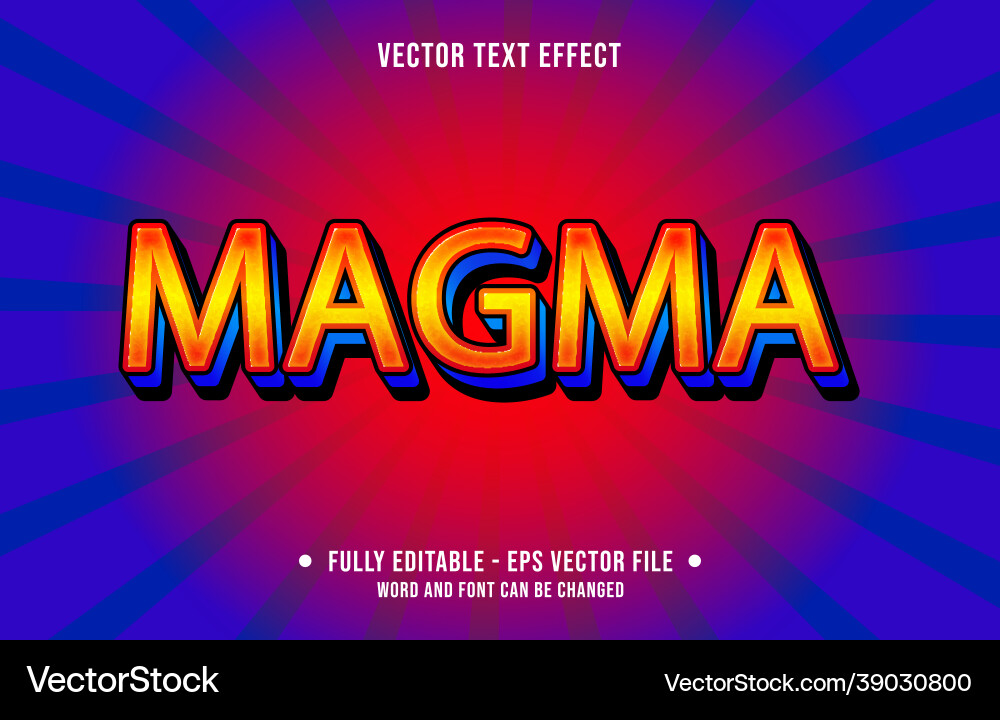 Editable text effect gradient magma with red vector image