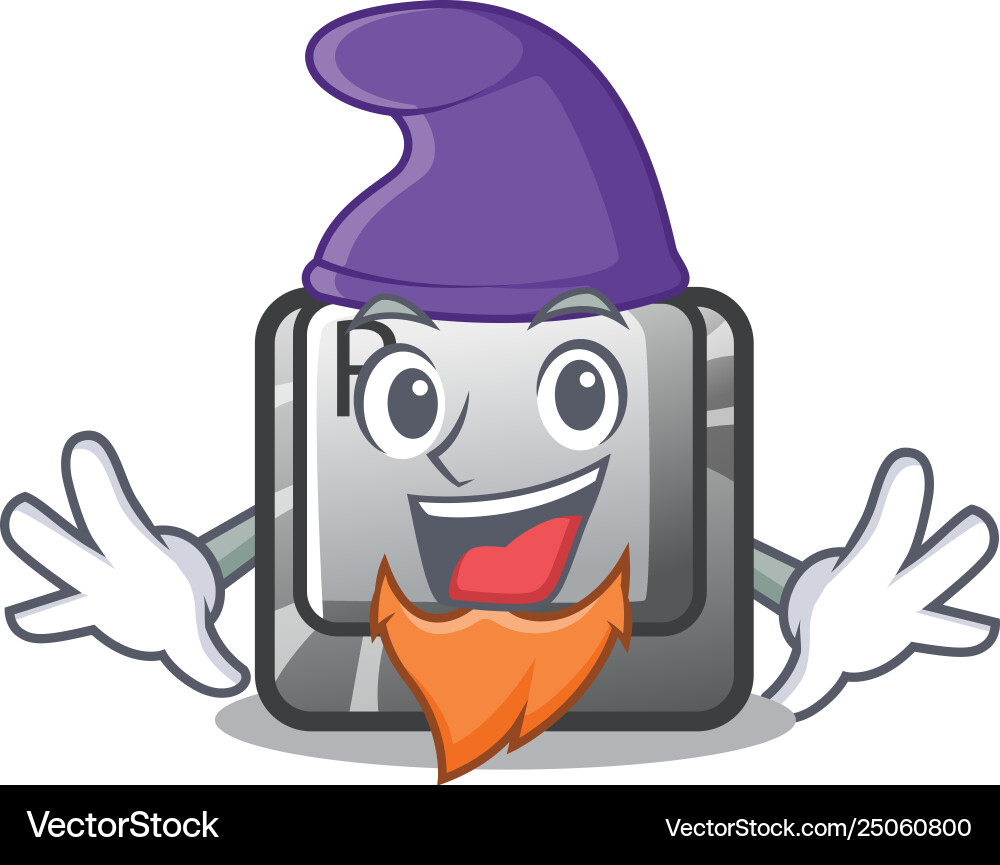 Elf r button installed on cartoon keyboard Elf r button installed on cartoon keyboard vector image
