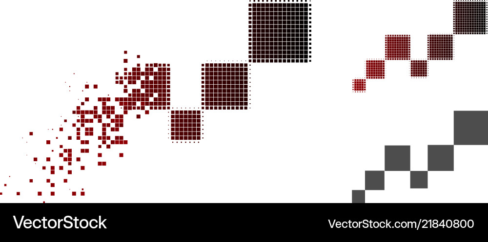 Fragmented pixel halftone square blockchain icon vector image