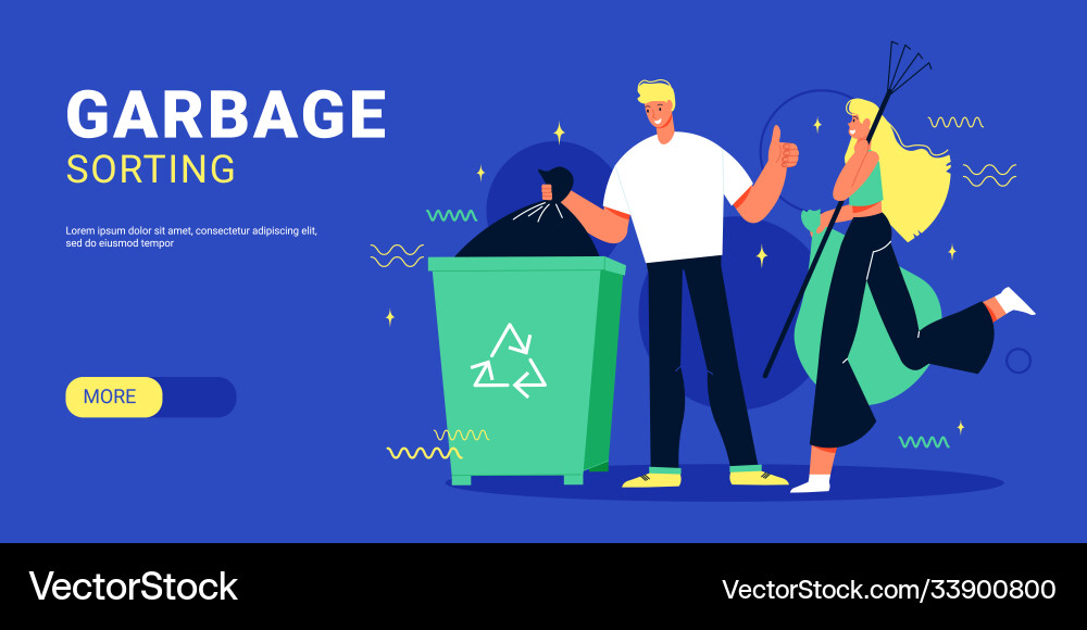 Garbage sorting website Garbage sorting website vector image
