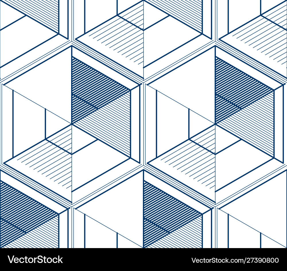 Geometric 3d lines abstract seamless pattern Geometric 3d lines abstract seamless pattern Vector Image