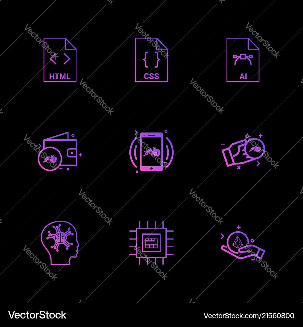 Html css ai wallet mobile crypto currency vector image