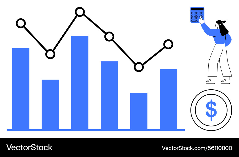 Individual analyzing data with graphs bar chart Individual analyzing data with graphs bar chart vector image