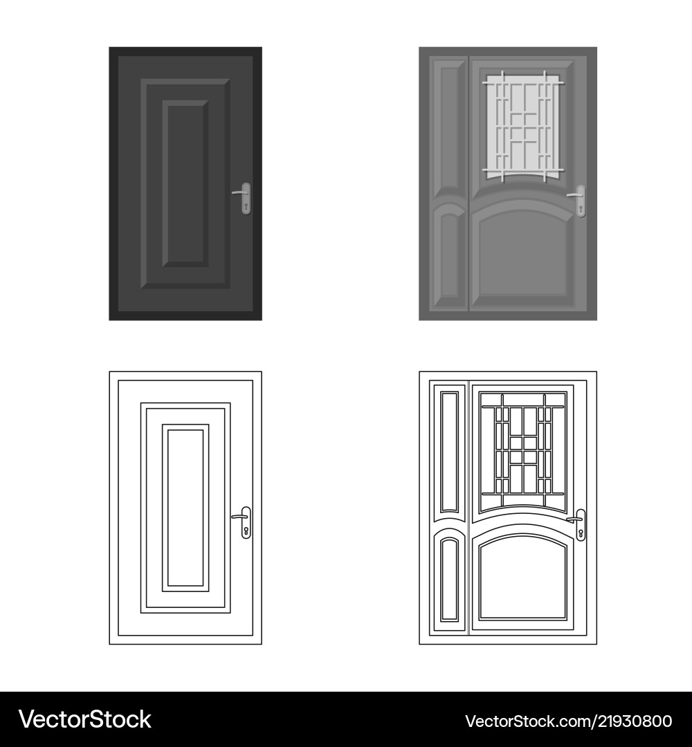 Isolated object of door and front icon set vector image