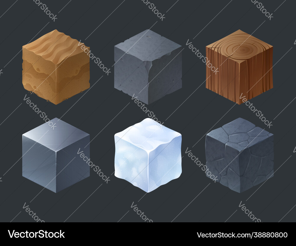Isometric texture cubes for game Isometric texture cubes for game vector image