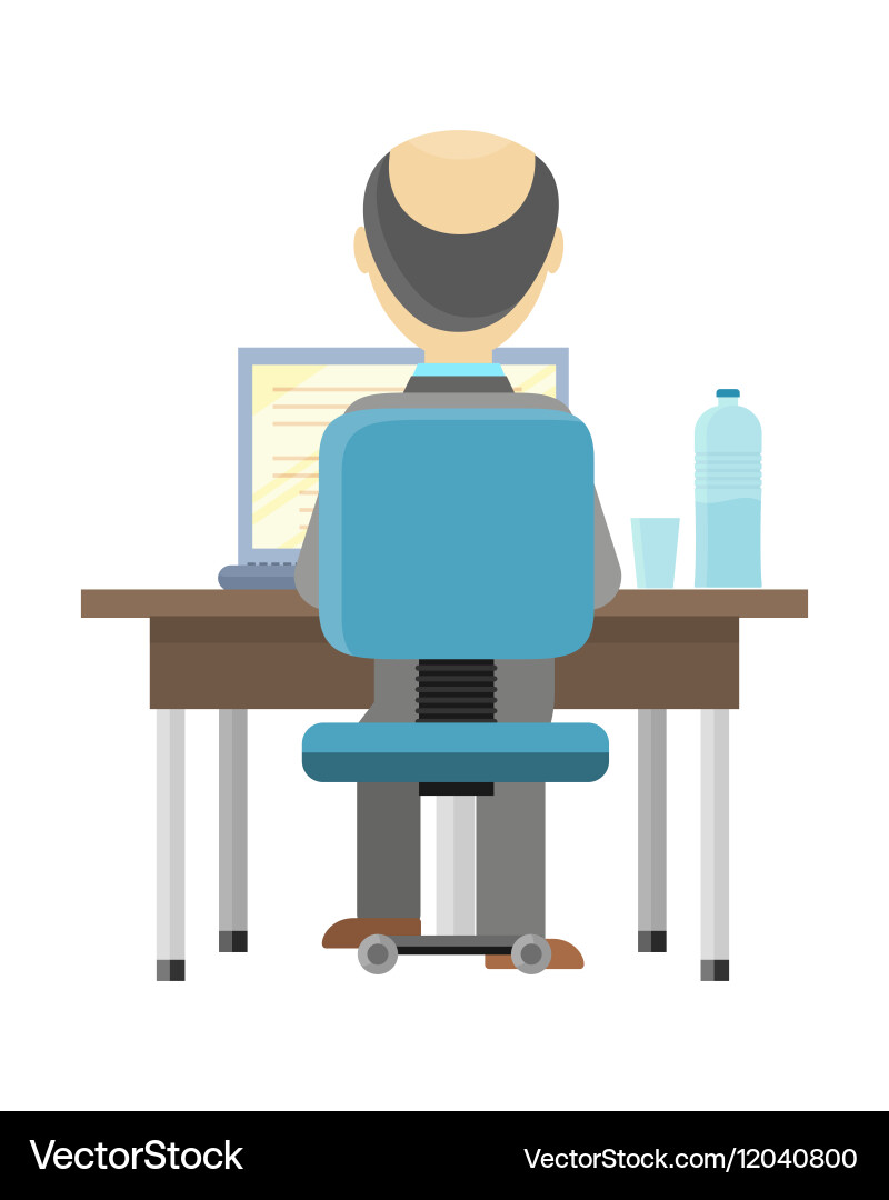 Man working on the computer Vector Image