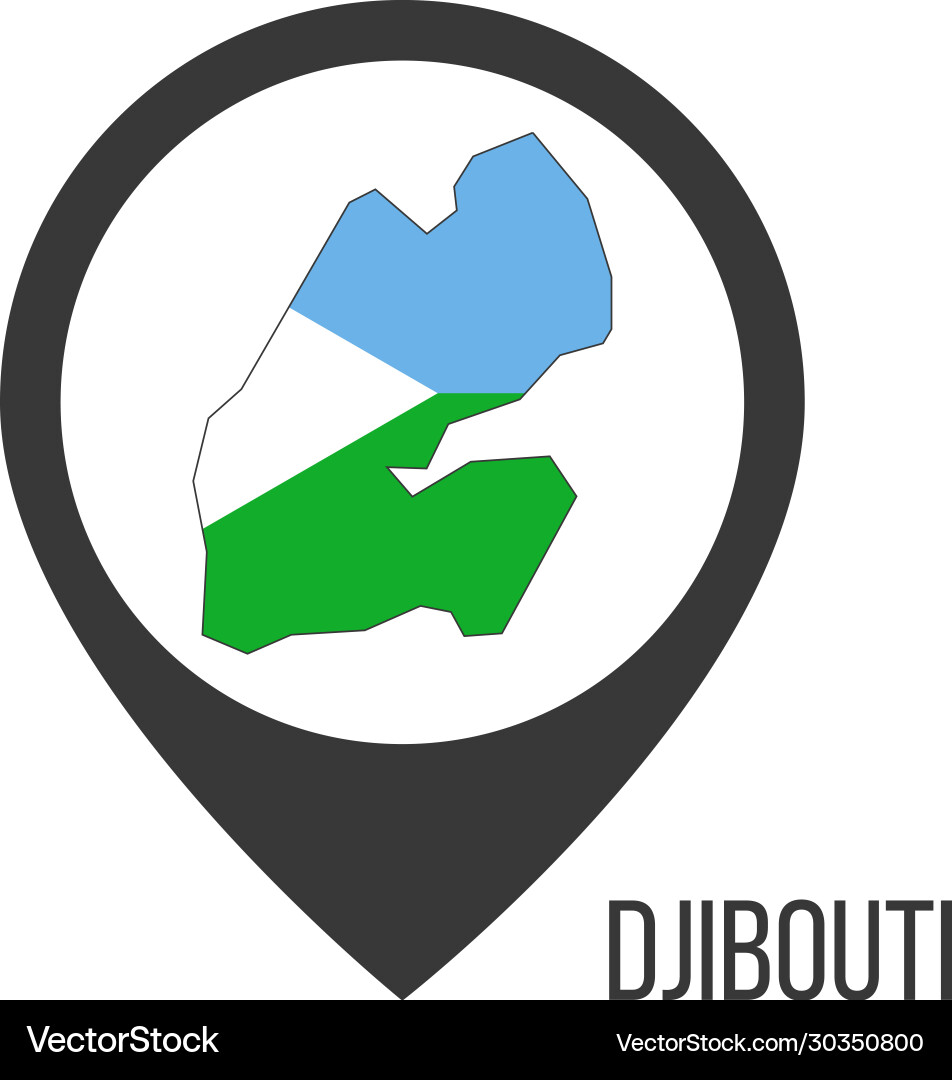Map pointers with contry djibouti flag Map pointers with contry djibouti flag vector image