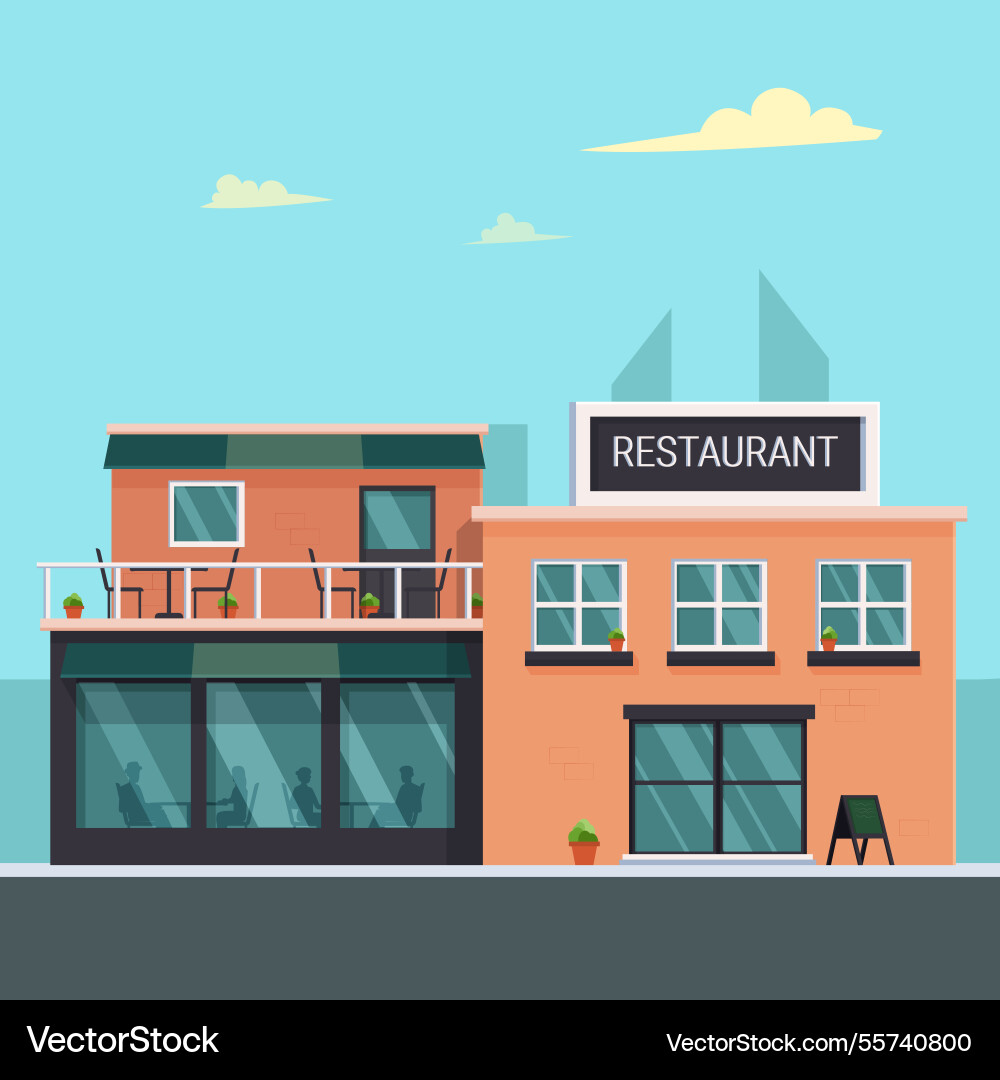 Modern restaurant with flat design Royalty Free Vector Image