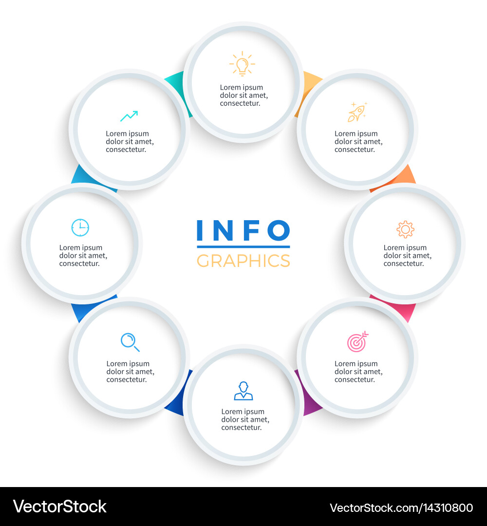 Pie chart presentation template with 8 Vector Image
