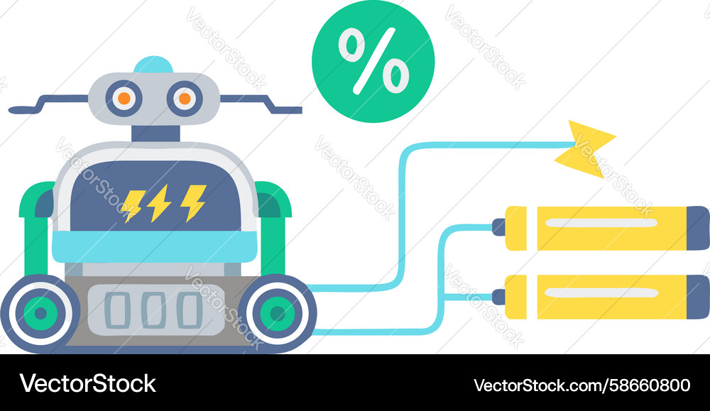 Robot managing and distributing energy design Vector Image