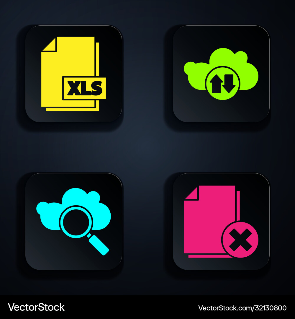 Set delete file document xls Set delete file document xls vector image