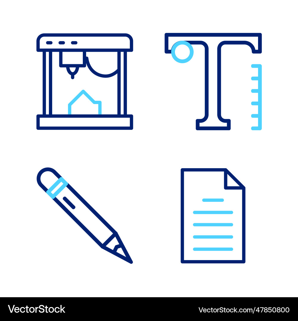Set line file document pencil with eraser text Vector Image