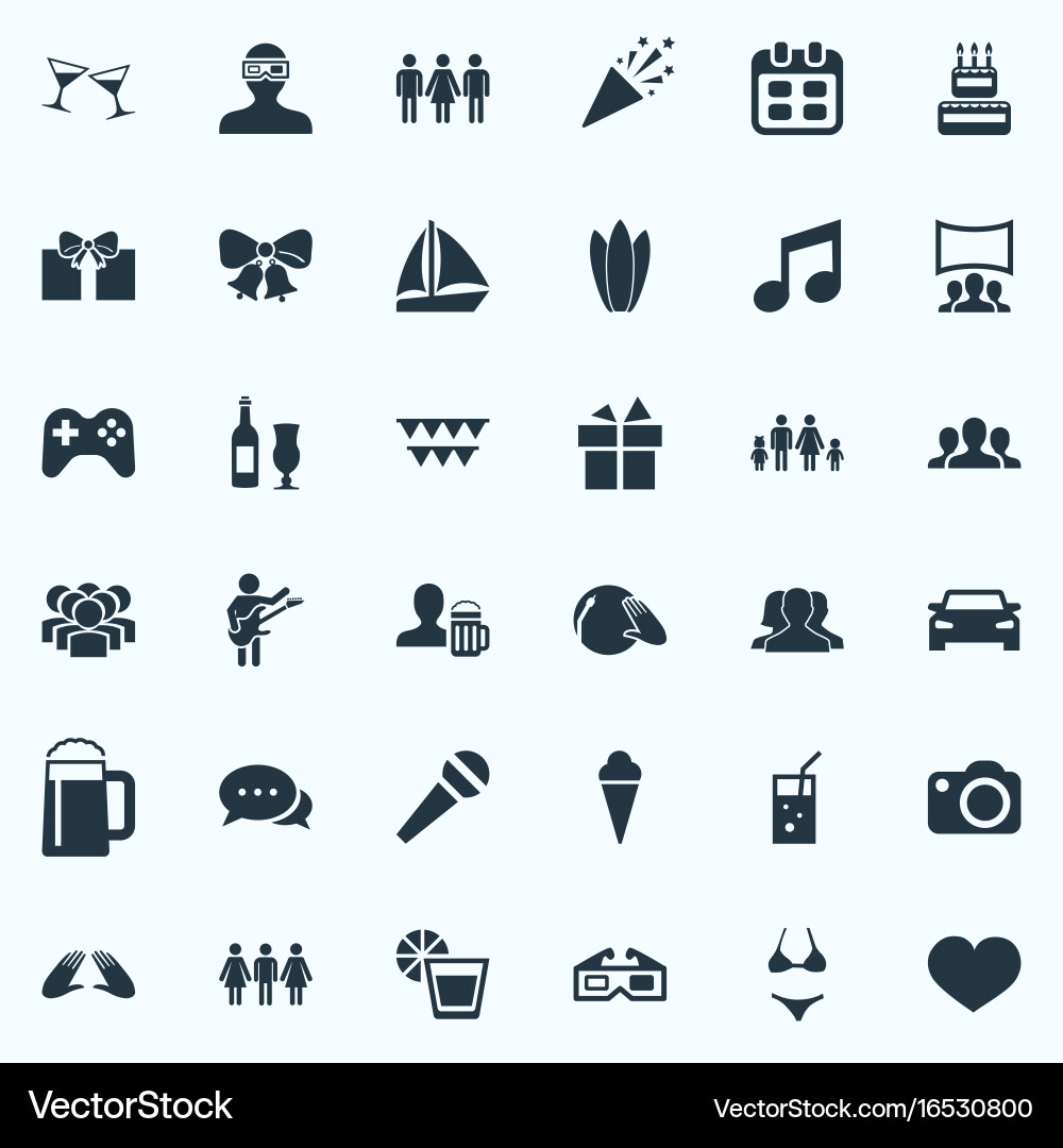 Set of simple party icons Vector Image