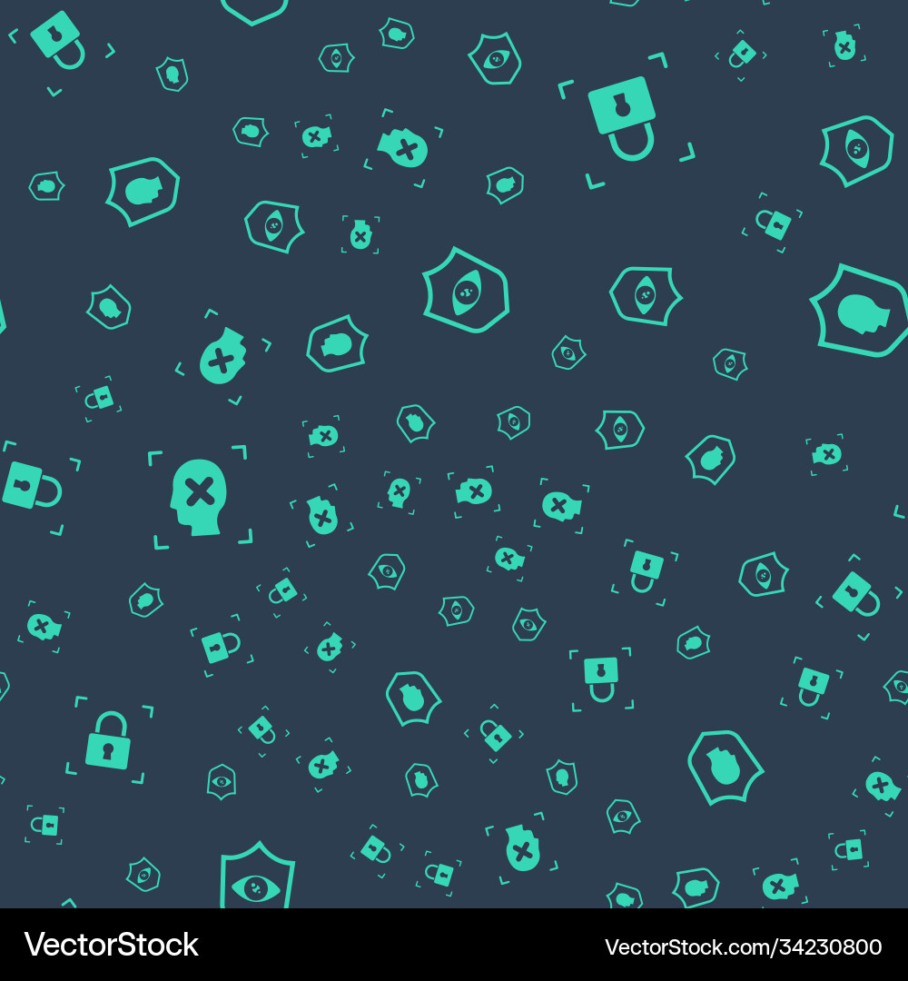 Set shield eye scan fingerprint with lock Set shield eye scan fingerprint with lock vector image