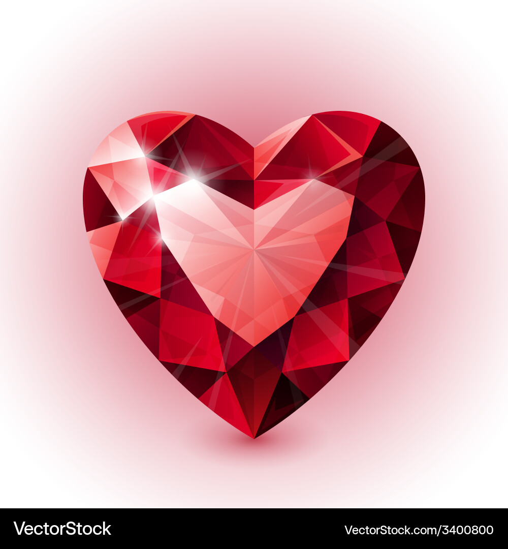 Shining Ruby Heart Shape vector image