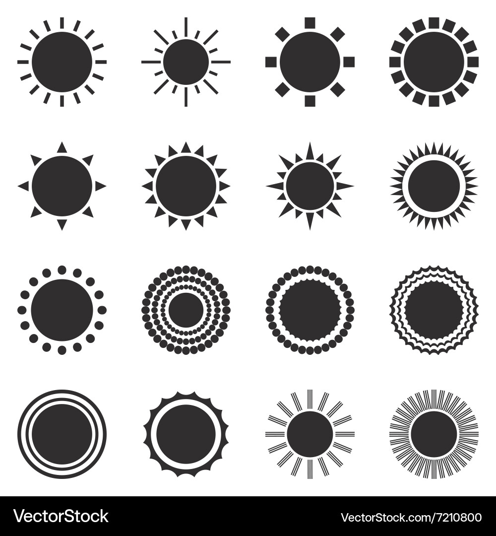Sun Icon Set - Radiant Symbols Vector Image