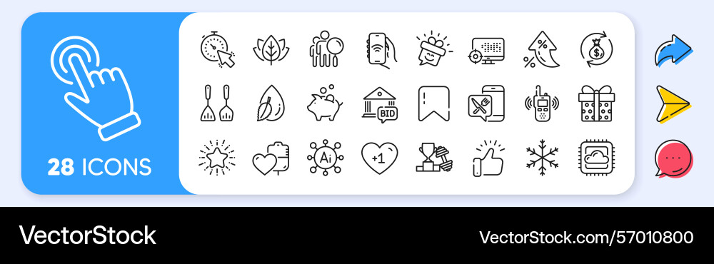 Transmitter timer and snowflake line icons Transmitter timer and snowflake line icons vector image