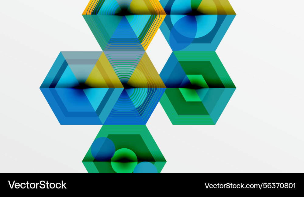 Abstract hexagons overlap creating vibrant Vector Image