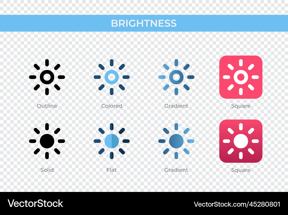 Brightness icon in different style Brightness icon in different style vector image