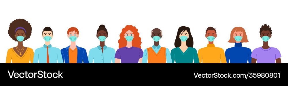 Cartoon Farbe Zeichen Menschen und medizinische Masken Cartoon Farbe Zeichen Menschen und medizinische Masken vektorbild