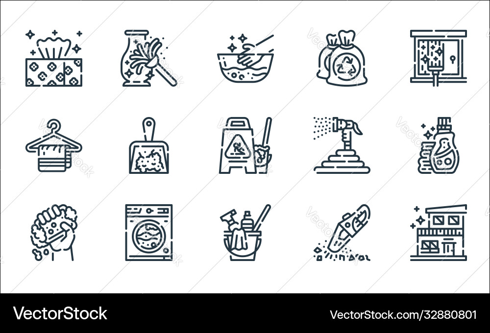 Cleaning line icons linear set quality Cleaning line icons linear set quality vector image