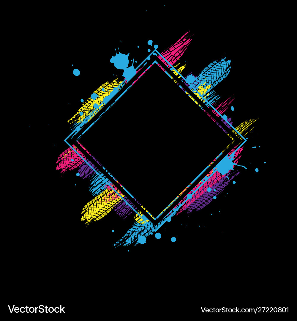 Dynamic Tire Frame with Color Rhombuses vector image