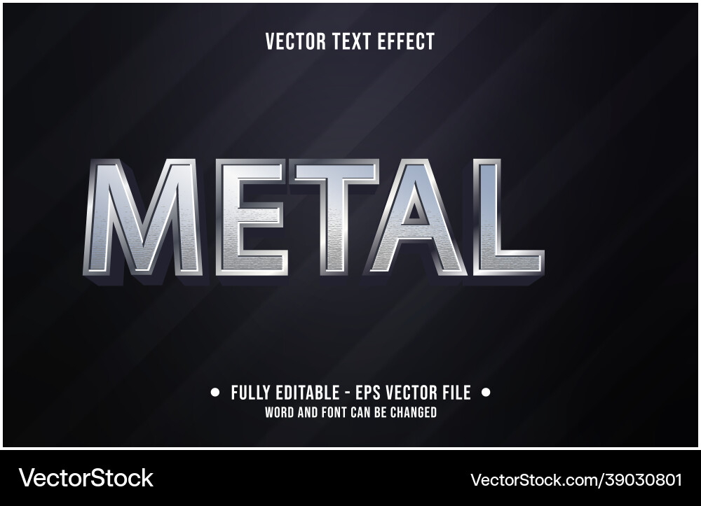 Editable text effect gradient metal pattern style Vector Image