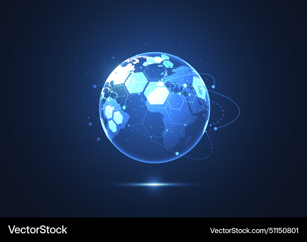 Global network connection world map point Global network connection world map point vector image