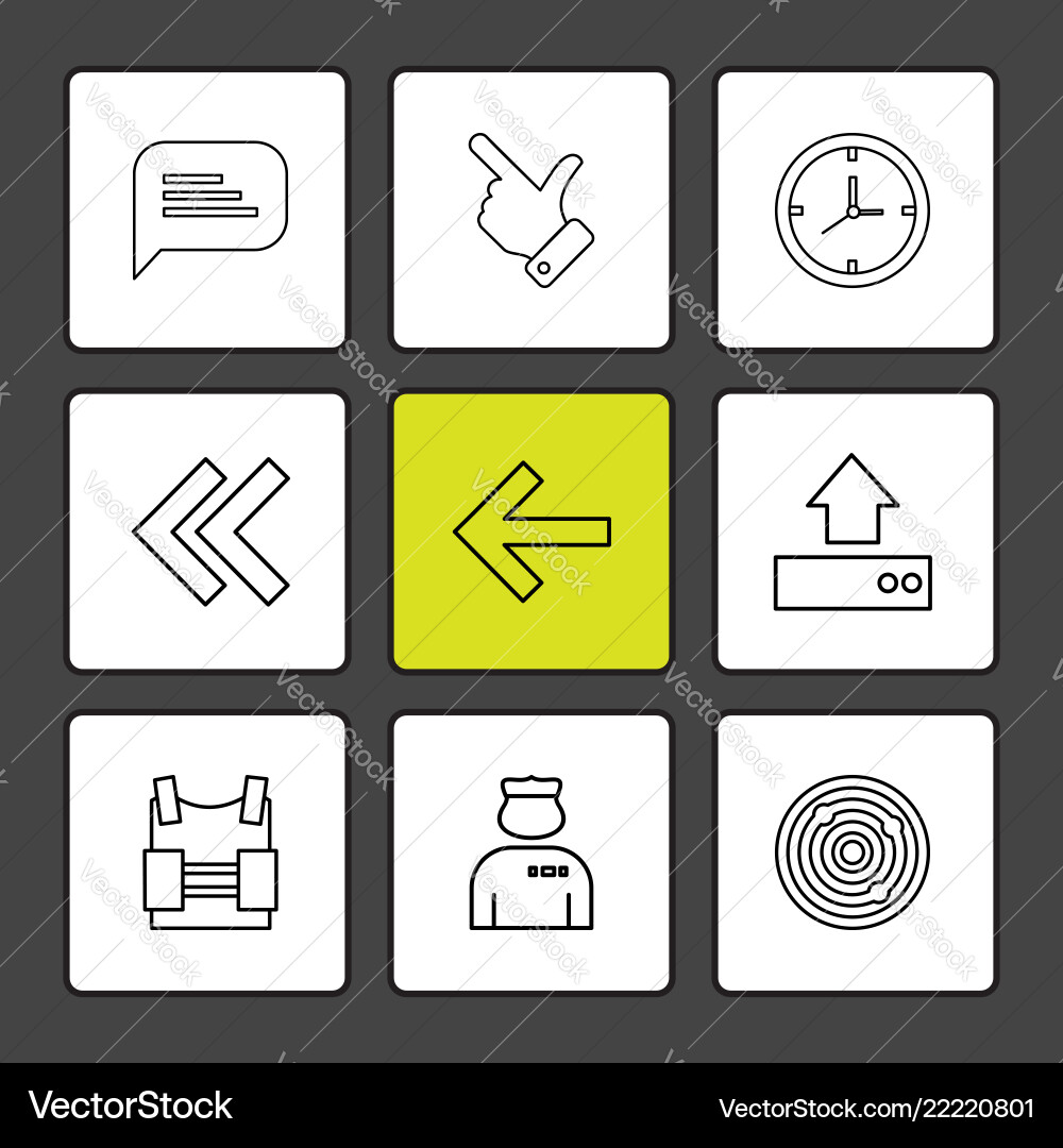 Message like compass left rewind upload bag Vector Image