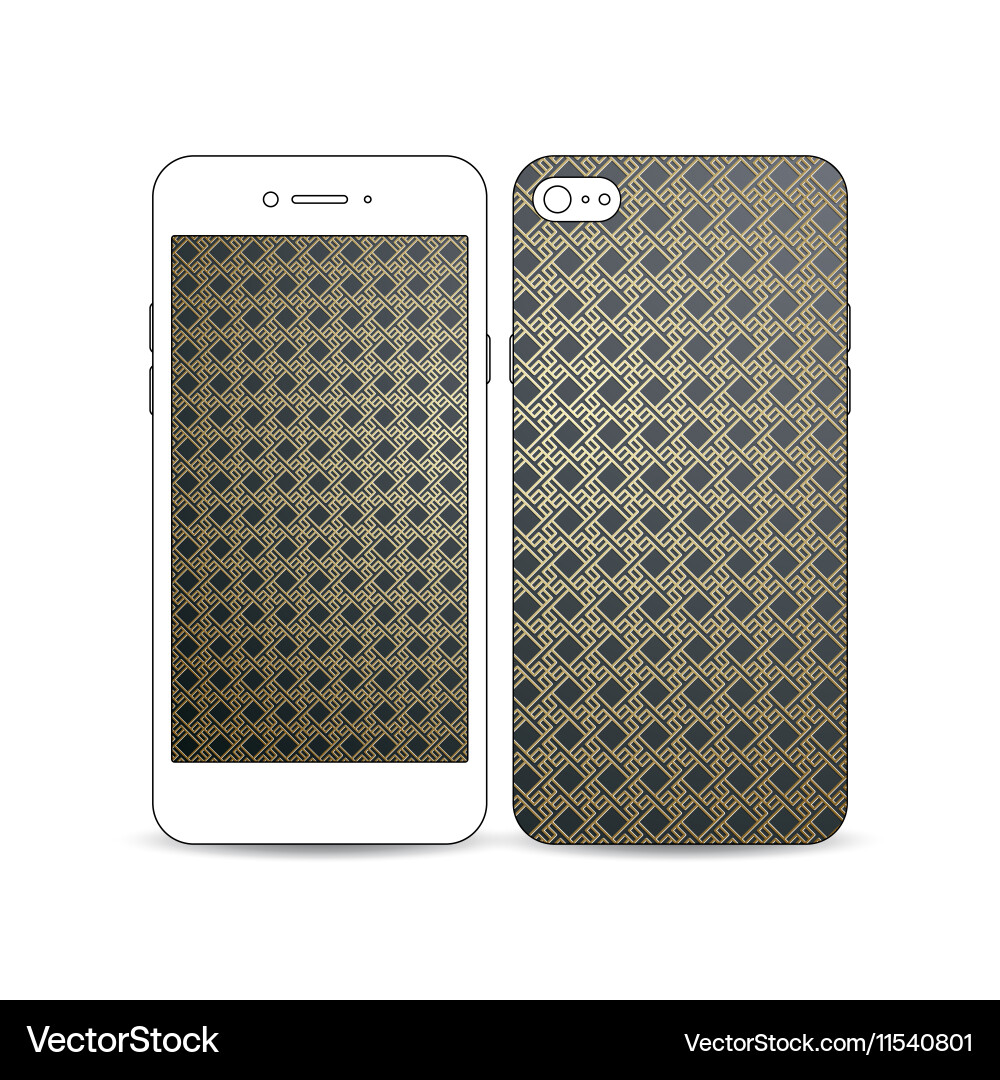 Mobile smartphone with an example of the screen vector image