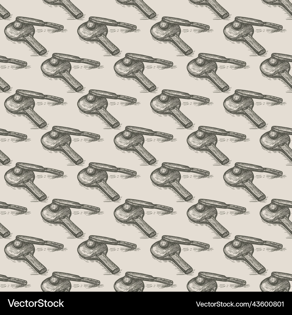 Ping pong racket engraved seamless pattern Vector Image