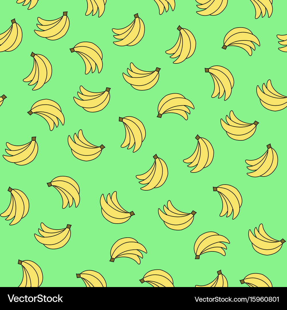 Seamless pattern with bananas on green background vector image