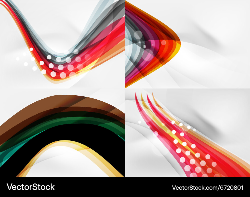 Set abstract backgrounds curve wave lines vector image