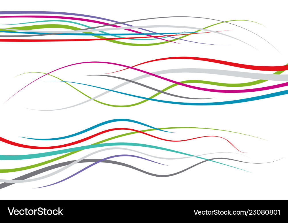 Set of abstract color curved lines Vector Image