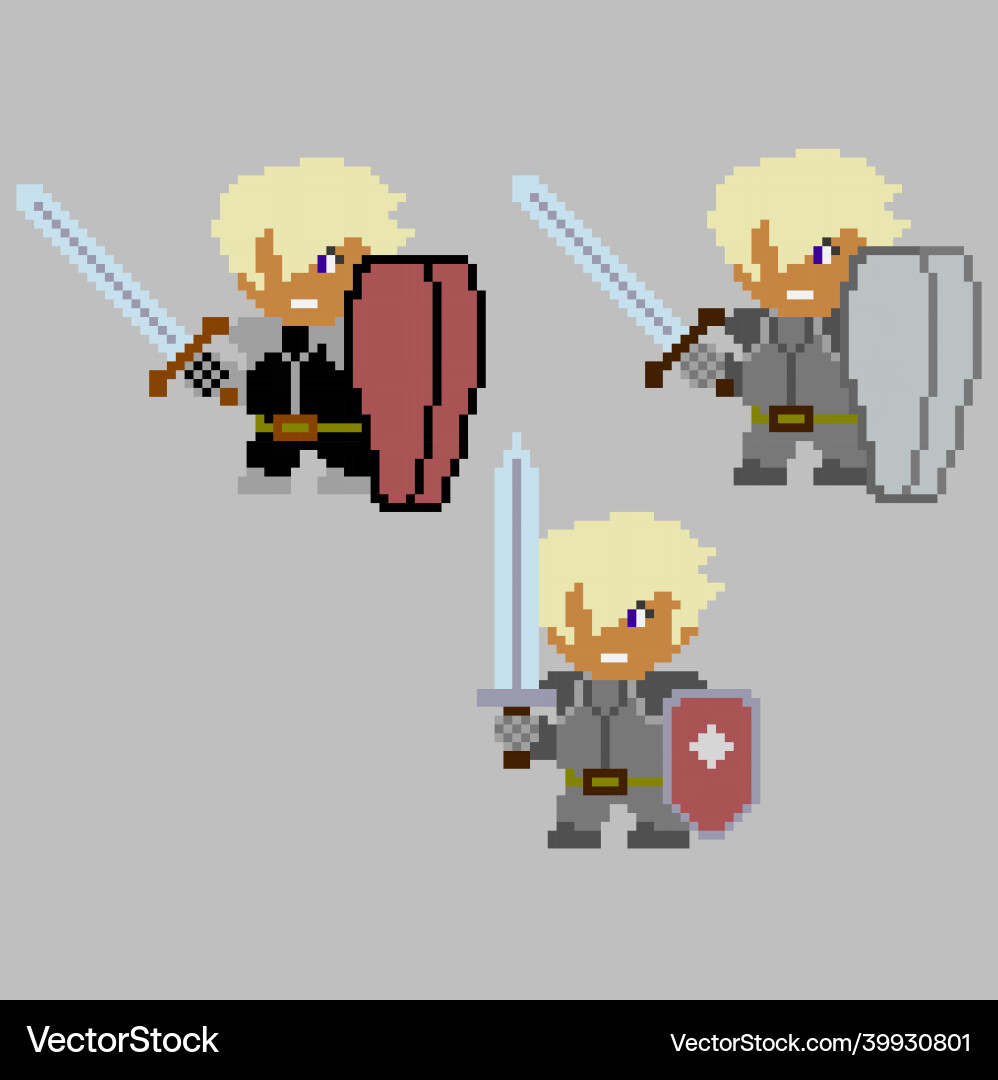 Set of pixel characters in art style Set of pixel characters in art style vector image