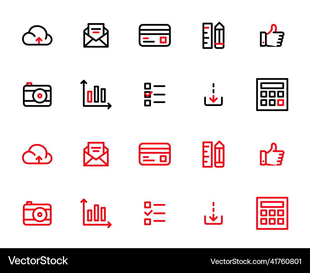 Simple line art in two colors ui icons set cloud Simple line art in two colors ui icons set cloud vector image
