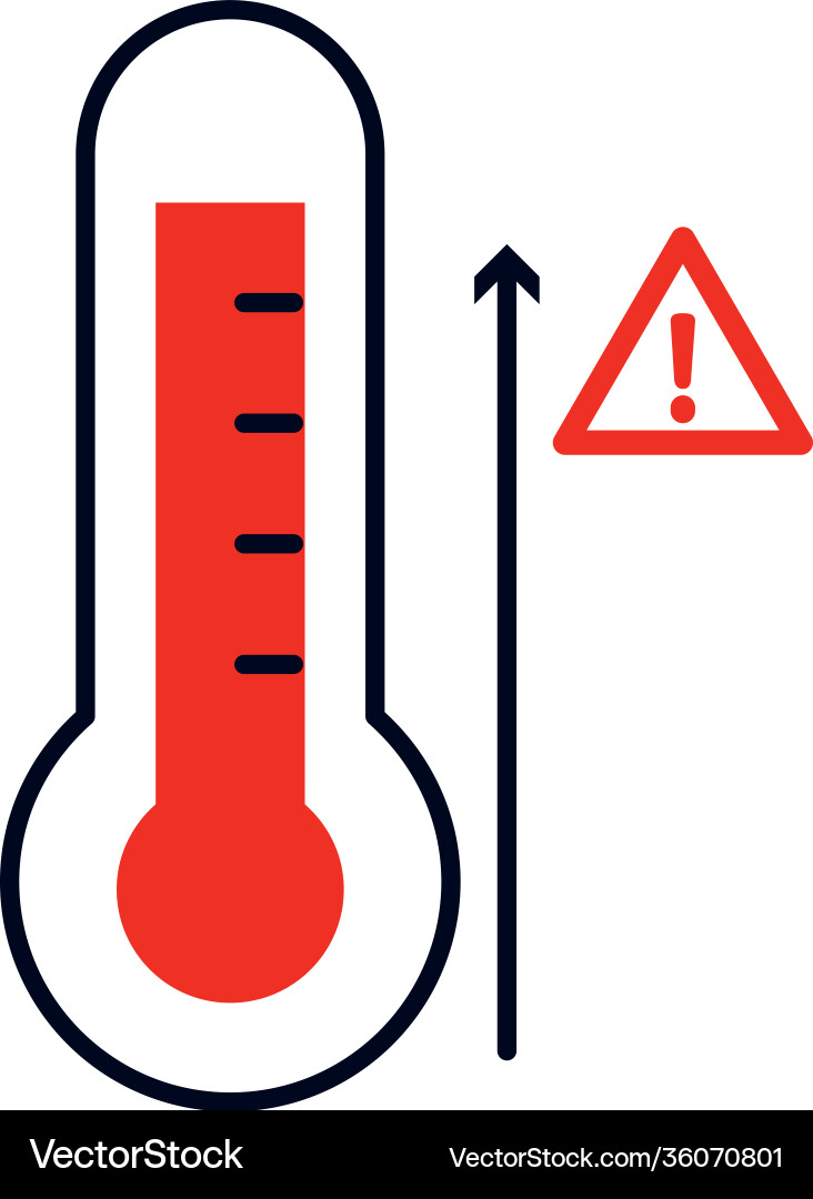 Thermometer with high temperature colorful design Vector Image