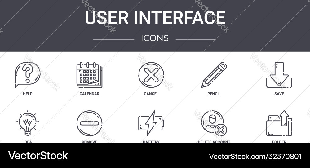 User interface concept line icons set contains User interface concept line icons set contains vector image