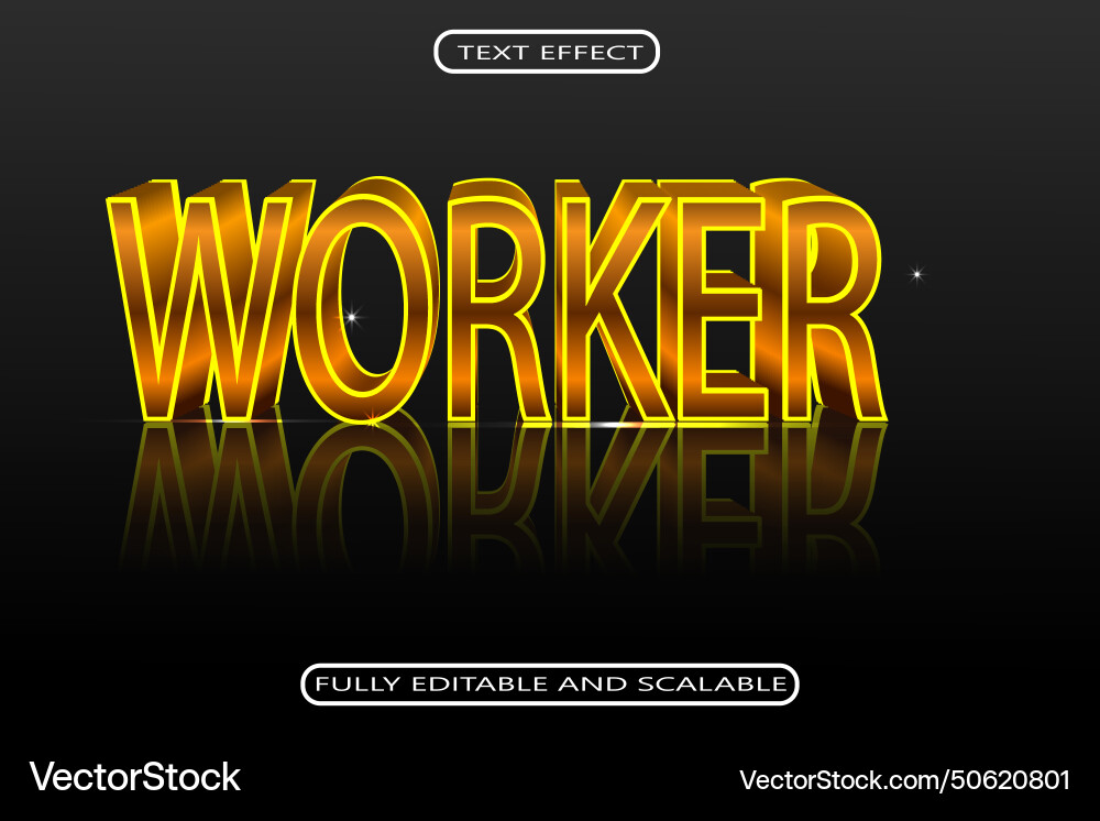 Worker editable text effect 3 dimension neon style Vector Image