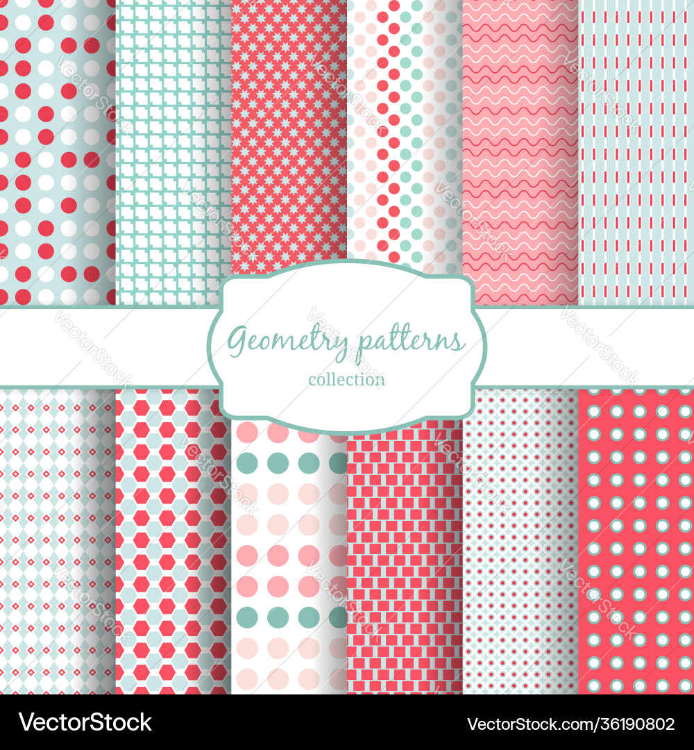 Abstract geometric seamless patterns set Vector Image