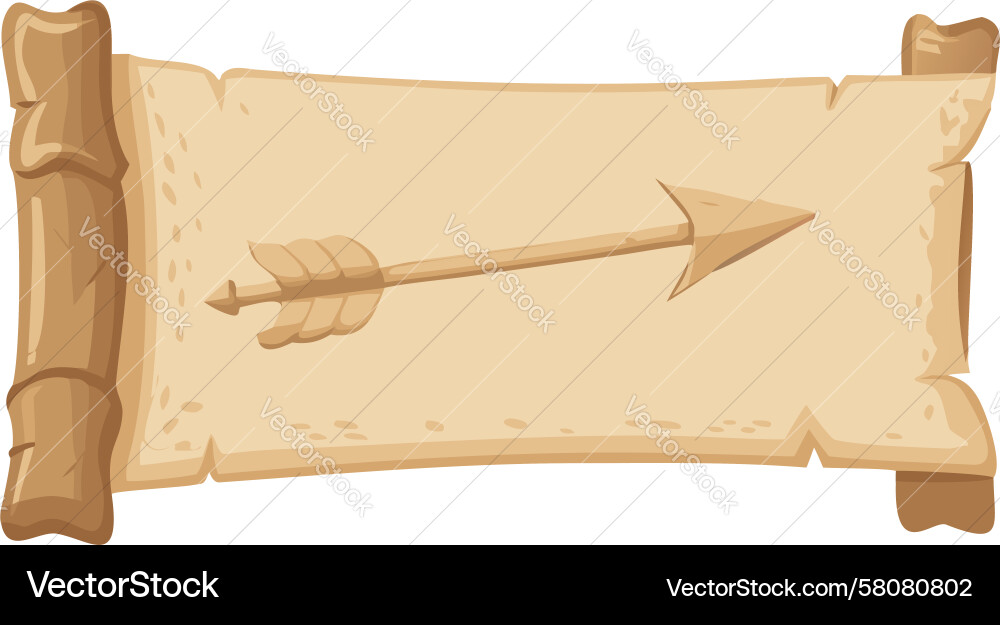 Ancient Scroll with Directional Arrow Vector Image