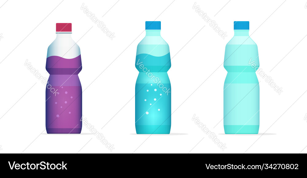 Bottle water juice drink beverage flat cartoon Bottle water juice drink beverage flat cartoon vector image