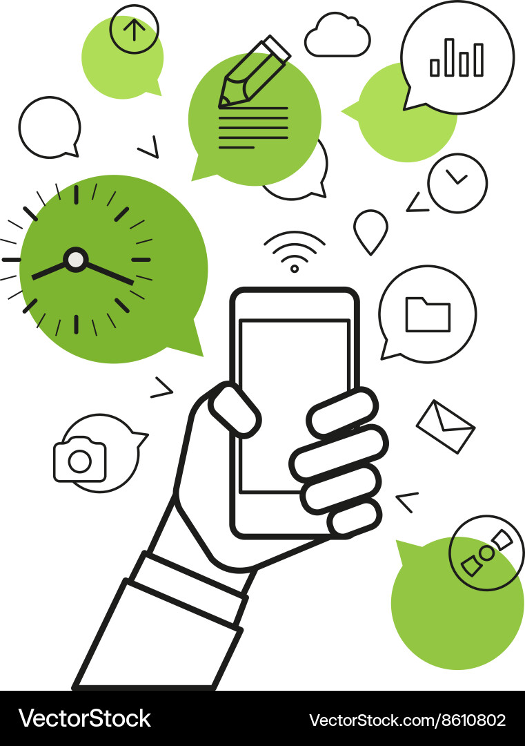 Communicating via modern smartphone simple line Vector Image