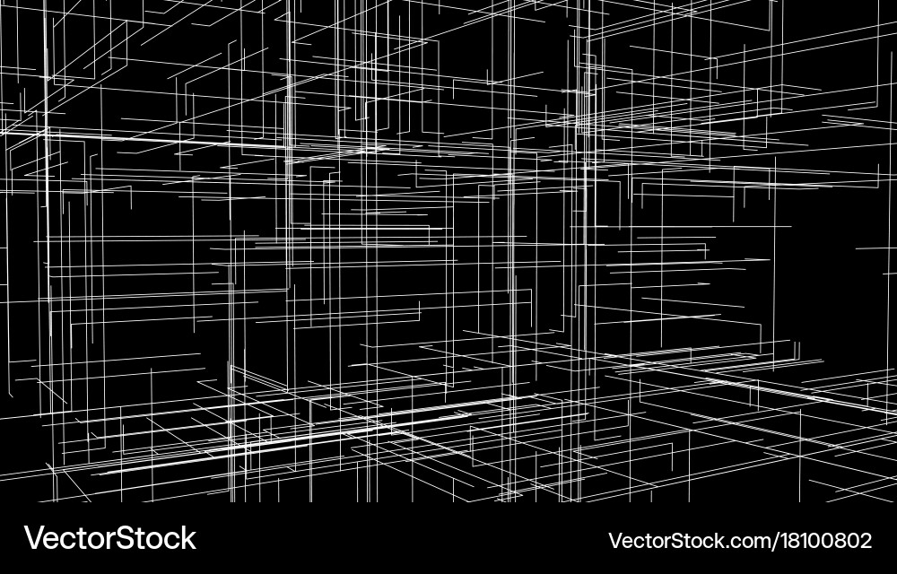 Complex 3D Network Structure vector image