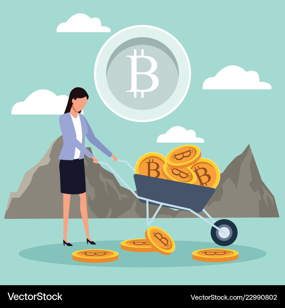 Digital mining bitcoin Digital mining bitcoin vector image