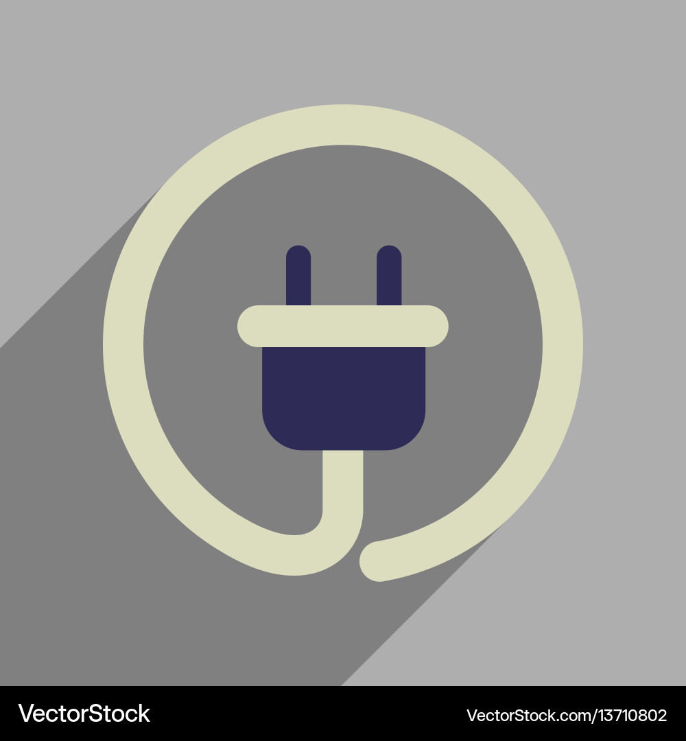 Flat web icon with long shadow power socket vector image