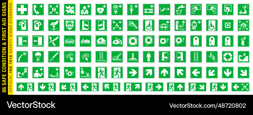 Full set of 86 isolated safe condition and first Vector Image