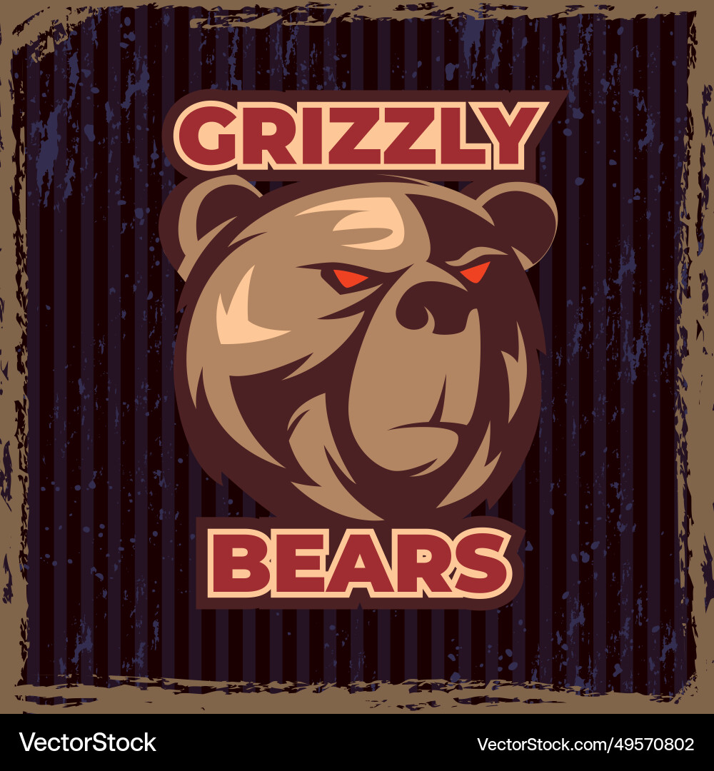 Grizzly bear ads placard or poster with portrait Grizzly bear ads placard or poster with portrait vector image