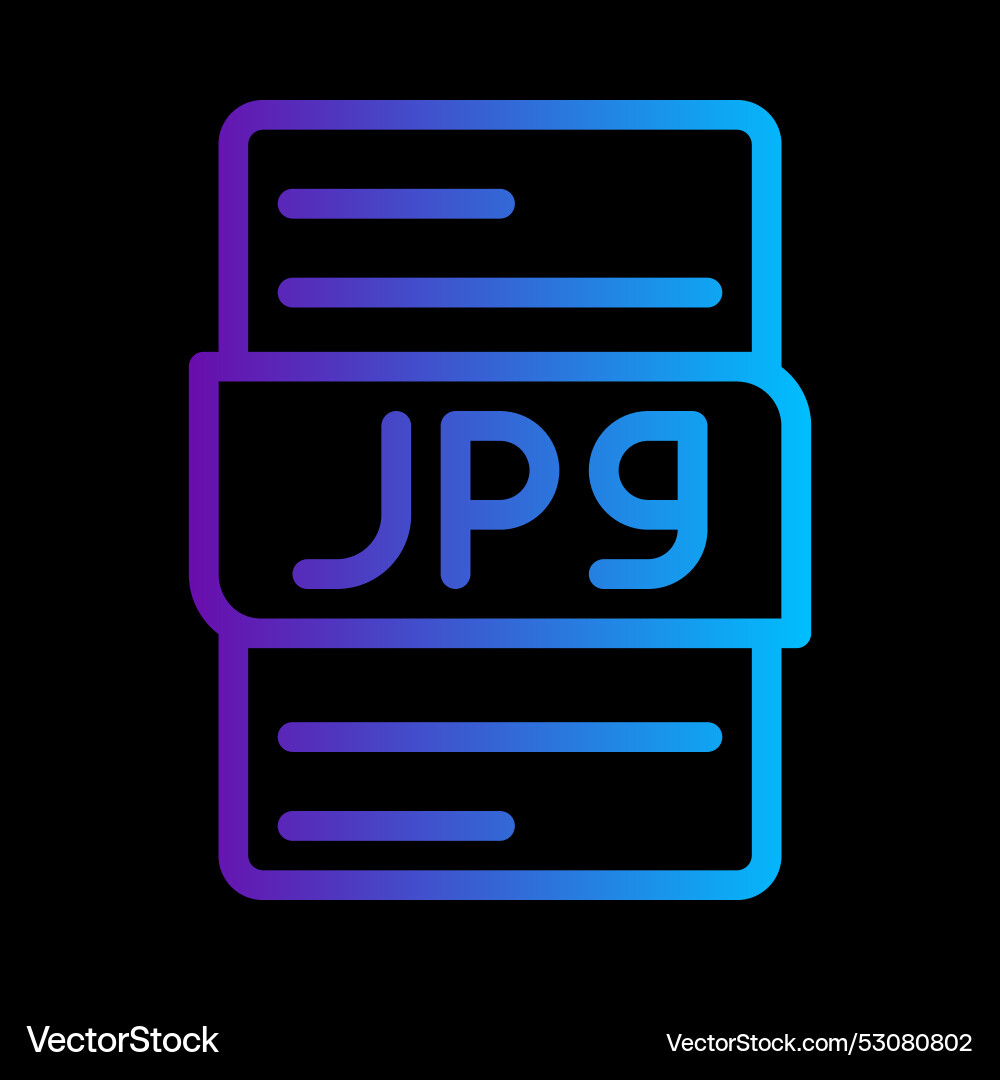Jpg file type gradient icon format extension Jpg file type gradient icon format extension vector image