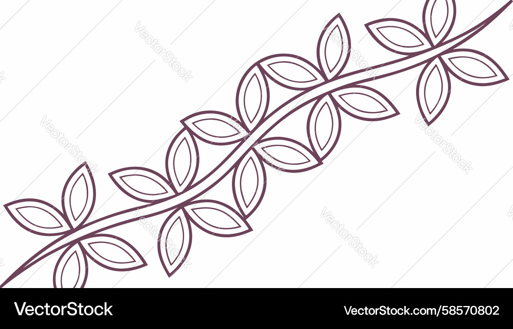 Leafy Branch Border Element Vector Image